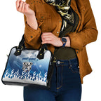 Personalized Canterbury Bankstown Bulldogs Shoulder Handbag Y2K Grunge Aesthetic With Cyber Flames and Starburst Graphics
