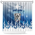 Personalized Canterbury Bankstown Bulldogs Shower Curtain Y2K Grunge Aesthetic With Cyber Flames and Starburst Graphics