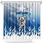 Personalized Canterbury Bankstown Bulldogs Shower Curtain Y2K Grunge Aesthetic With Cyber Flames and Starburst Graphics