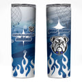 Personalized Canterbury Bankstown Bulldogs Skinny Tumbler Y2K Grunge Aesthetic With Cyber Flames and Starburst Graphics