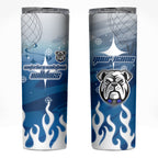 Personalized Canterbury Bankstown Bulldogs Skinny Tumbler Y2K Grunge Aesthetic With Cyber Flames and Starburst Graphics