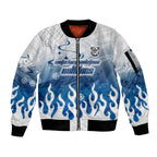 Personalized Canterbury Bankstown Bulldogs Sleeve Zip Bomber Jacket Y2K Grunge Aesthetic With Cyber Flames and Starburst Graphics