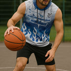 Personalized Canterbury Bankstown Bulldogs Sleeveless Hoodie Y2K Grunge Aesthetic With Cyber Flames and Starburst Graphics