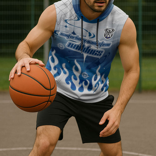 Personalized Canterbury Bankstown Bulldogs Sleeveless Hoodie Y2K Grunge Aesthetic With Cyber Flames and Starburst Graphics