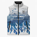 Personalized Canterbury Bankstown Bulldogs Sleeveless Puffer Jacket Y2K Grunge Aesthetic With Cyber Flames and Starburst Graphics