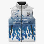 Personalized Canterbury Bankstown Bulldogs Sleeveless Puffer Jacket Y2K Grunge Aesthetic With Cyber Flames and Starburst Graphics