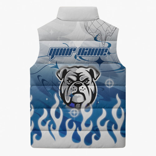 Personalized Canterbury Bankstown Bulldogs Sleeveless Puffer Jacket Y2K Grunge Aesthetic With Cyber Flames and Starburst Graphics