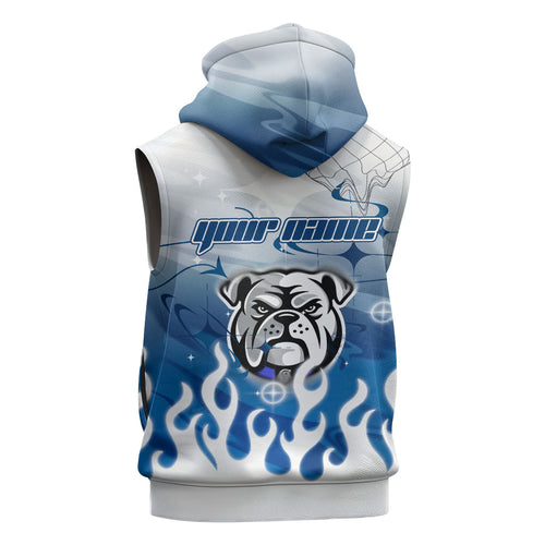 Personalized Canterbury Bankstown Bulldogs Sleeveless Zip Hoodie Y2K Grunge Aesthetic With Cyber Flames and Starburst Graphics