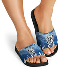 Personalized Canterbury Bankstown Bulldogs Slide Sandals Y2K Grunge Aesthetic With Cyber Flames and Starburst Graphics