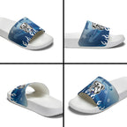 Personalized Canterbury Bankstown Bulldogs Slide Sandals Y2K Grunge Aesthetic With Cyber Flames and Starburst Graphics