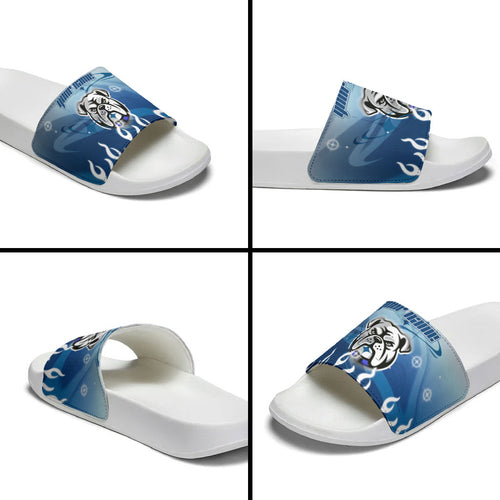 Personalized Canterbury Bankstown Bulldogs Slide Sandals Y2K Grunge Aesthetic With Cyber Flames and Starburst Graphics