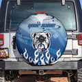 Personalized Canterbury Bankstown Bulldogs Spare Tire Cover Y2K Grunge Aesthetic With Cyber Flames and Starburst Graphics
