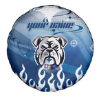Personalized Canterbury Bankstown Bulldogs Spare Tire Cover Y2K Grunge Aesthetic With Cyber Flames and Starburst Graphics