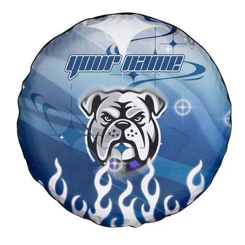 Personalized Canterbury Bankstown Bulldogs Spare Tire Cover Y2K Grunge Aesthetic With Cyber Flames and Starburst Graphics