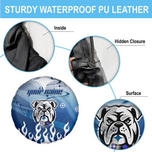 Personalized Canterbury Bankstown Bulldogs Spare Tire Cover Y2K Grunge Aesthetic With Cyber Flames and Starburst Graphics