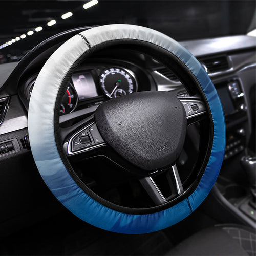 Canterbury Bankstown Bulldogs Steering Wheel Cover Y2K Grunge Aesthetic With Cyber Flames and Starburst Graphics