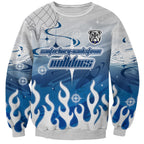 Personalized Canterbury Bankstown Bulldogs Sweatshirt Y2K Grunge Aesthetic With Cyber Flames and Starburst Graphics