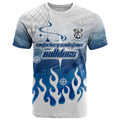 Personalized Canterbury Bankstown Bulldogs T Shirt Y2K Grunge Aesthetic With Cyber Flames and Starburst Graphics