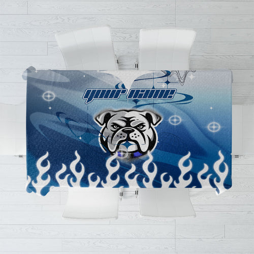 Personalized Canterbury Bankstown Bulldogs Tablecloth Y2K Grunge Aesthetic With Cyber Flames and Starburst Graphics