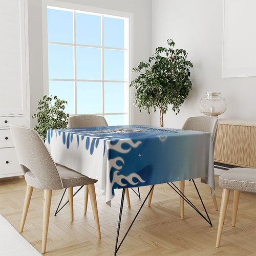 Personalized Canterbury Bankstown Bulldogs Tablecloth Y2K Grunge Aesthetic With Cyber Flames and Starburst Graphics