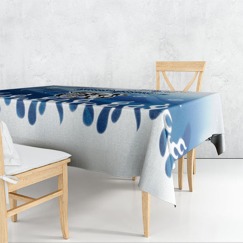 Personalized Canterbury Bankstown Bulldogs Tablecloth Y2K Grunge Aesthetic With Cyber Flames and Starburst Graphics