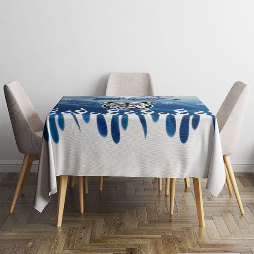 Personalized Canterbury Bankstown Bulldogs Tablecloth Y2K Grunge Aesthetic With Cyber Flames and Starburst Graphics