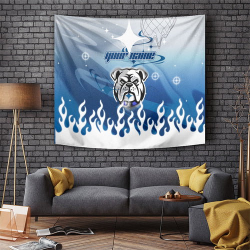 Personalized Canterbury Bankstown Bulldogs Tapestry Y2K Grunge Aesthetic With Cyber Flames and Starburst Graphics
