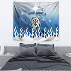 Personalized Canterbury Bankstown Bulldogs Tapestry Y2K Grunge Aesthetic With Cyber Flames and Starburst Graphics