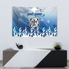 Personalized Canterbury Bankstown Bulldogs Tapestry Y2K Grunge Aesthetic With Cyber Flames and Starburst Graphics