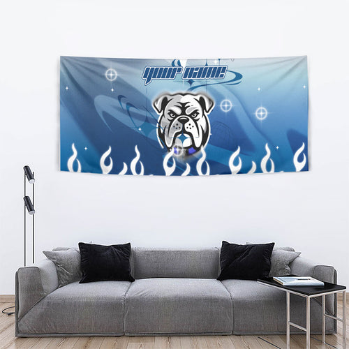 Personalized Canterbury Bankstown Bulldogs Tapestry Y2K Grunge Aesthetic With Cyber Flames and Starburst Graphics