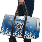 Personalized Canterbury Bankstown Bulldogs Travel Bag Y2K Grunge Aesthetic With Cyber Flames and Starburst Graphics