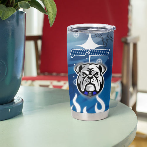 Personalized Canterbury Bankstown Bulldogs Tumbler Cup Y2K Grunge Aesthetic With Cyber Flames and Starburst Graphics