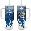 Personalized Canterbury Bankstown Bulldogs Tumbler With Handle Y2K Grunge Aesthetic With Cyber Flames and Starburst Graphics