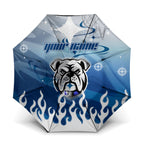 Personalized Canterbury Bankstown Bulldogs Umbrella Y2K Grunge Aesthetic With Cyber Flames and Starburst Graphics