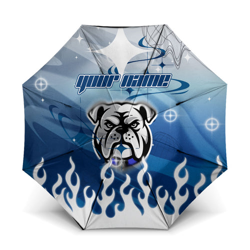 Personalized Canterbury Bankstown Bulldogs Umbrella Y2K Grunge Aesthetic With Cyber Flames and Starburst Graphics