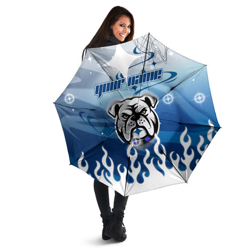 Personalized Canterbury Bankstown Bulldogs Umbrella Y2K Grunge Aesthetic With Cyber Flames and Starburst Graphics