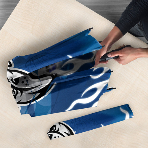Personalized Canterbury Bankstown Bulldogs Umbrella Y2K Grunge Aesthetic With Cyber Flames and Starburst Graphics