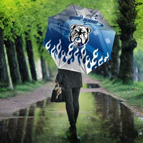Personalized Canterbury Bankstown Bulldogs Umbrella Y2K Grunge Aesthetic With Cyber Flames and Starburst Graphics