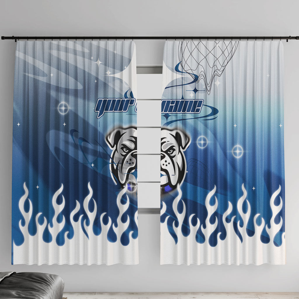 Personalized Canterbury Bankstown Bulldogs Window Curtain Y2K Grunge Aesthetic With Cyber Flames and Starburst Graphics