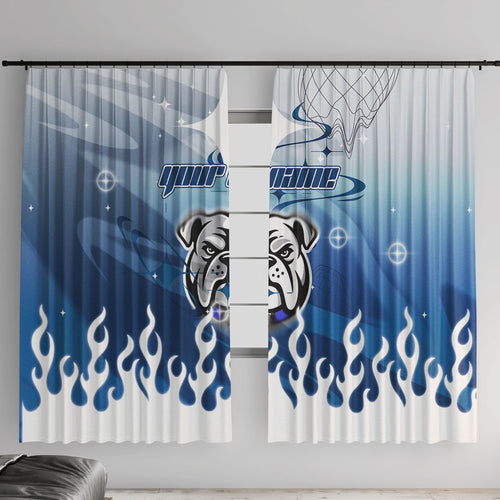Personalized Canterbury Bankstown Bulldogs Window Curtain Y2K Grunge Aesthetic With Cyber Flames and Starburst Graphics