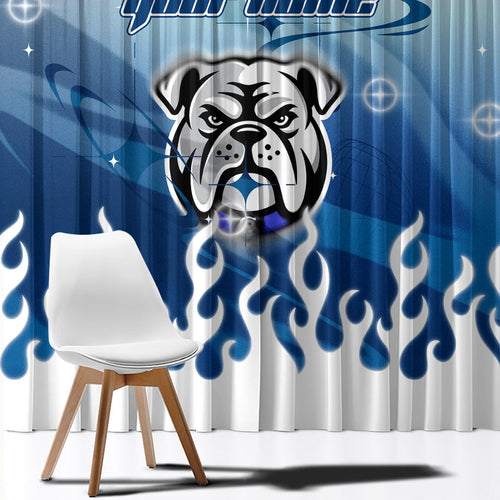 Personalized Canterbury Bankstown Bulldogs Window Curtain Y2K Grunge Aesthetic With Cyber Flames and Starburst Graphics