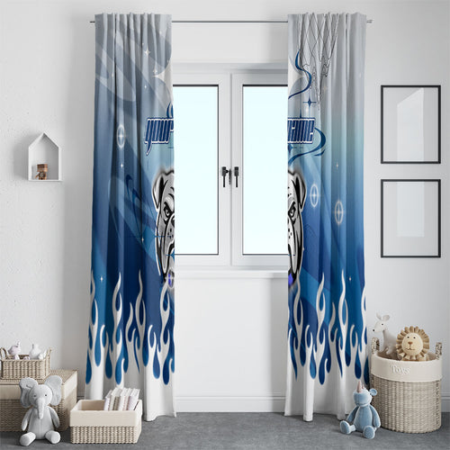 Personalized Canterbury Bankstown Bulldogs Window Curtain Y2K Grunge Aesthetic With Cyber Flames and Starburst Graphics