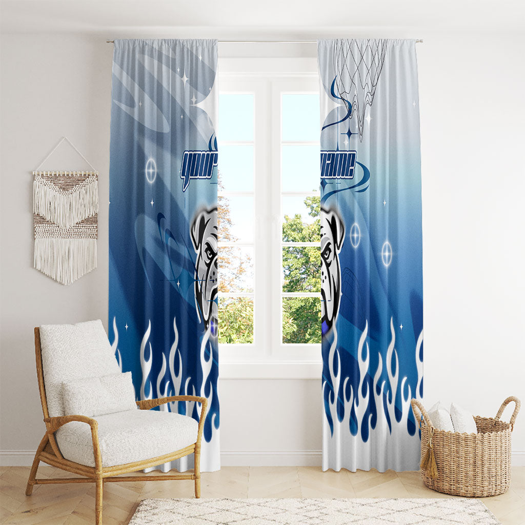Personalized Canterbury Bankstown Bulldogs Window Curtain Y2K Grunge Aesthetic With Cyber Flames and Starburst Graphics
