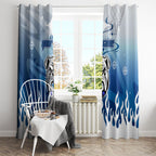 Personalized Canterbury Bankstown Bulldogs Window Curtain Y2K Grunge Aesthetic With Cyber Flames and Starburst Graphics