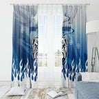 Personalized Canterbury Bankstown Bulldogs Window Curtain Y2K Grunge Aesthetic With Cyber Flames and Starburst Graphics