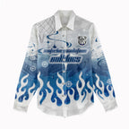 Personalized Canterbury Bankstown Bulldogs Women Casual Shirt Y2K Grunge Aesthetic With Cyber Flames and Starburst Graphics