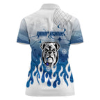 Personalized Canterbury Bankstown Bulldogs Women Polo Shirt Y2K Grunge Aesthetic With Cyber Flames and Starburst Graphics