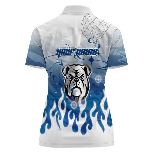 Personalized Canterbury Bankstown Bulldogs Women Polo Shirt Y2K Grunge Aesthetic With Cyber Flames and Starburst Graphics