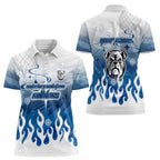 Personalized Canterbury Bankstown Bulldogs Women Polo Shirt Y2K Grunge Aesthetic With Cyber Flames and Starburst Graphics