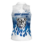 Personalized Canterbury Bankstown Bulldogs Women Sleeveless Polo Shirt Y2K Grunge Aesthetic With Cyber Flames and Starburst Graphics